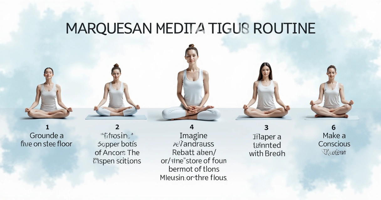 Illustration of step-by-step Marquesan meditation process 