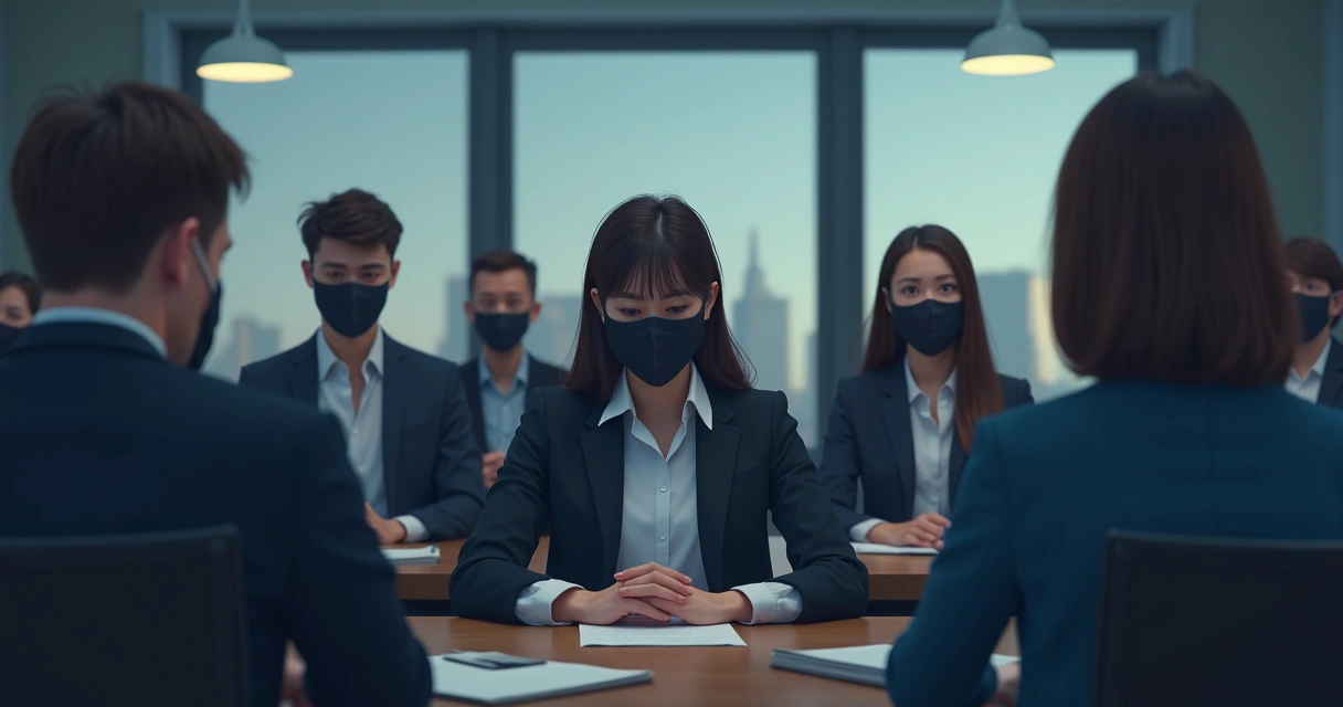 Grupo de personas reunidas usando máscaras que ocultan sus rostros