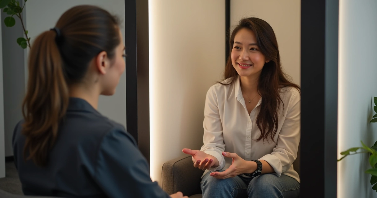 Profissional explicando limites de massagem erótica para cliente 