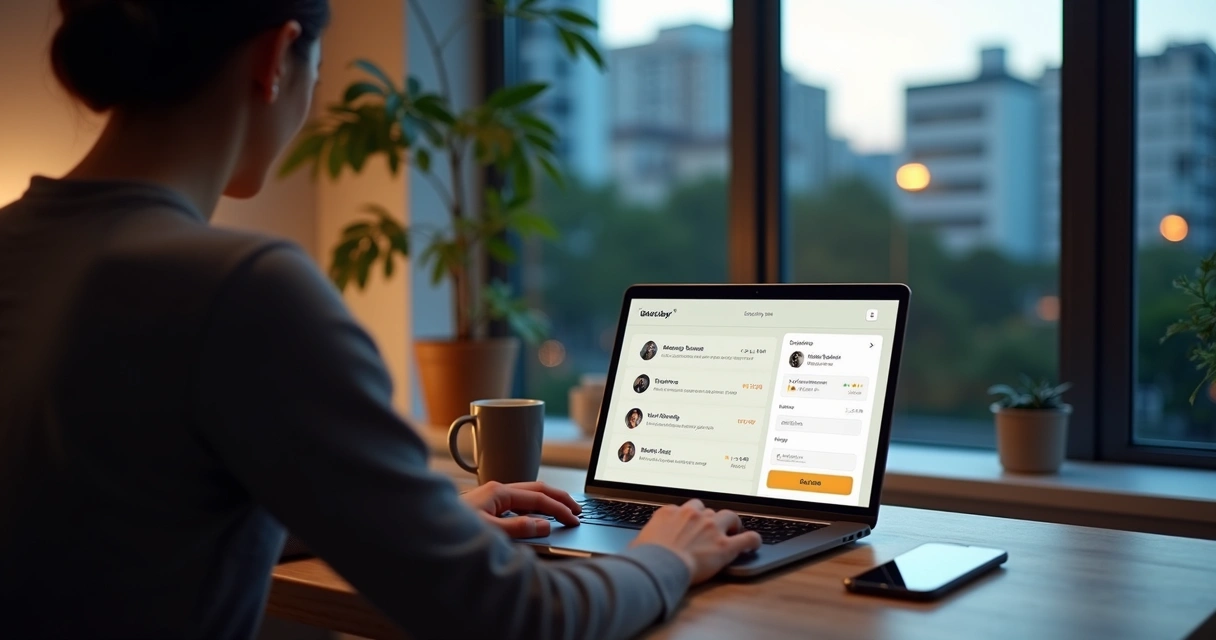 Cliente usando plataforma online para escolher massagista profissional na Vila Mariana 