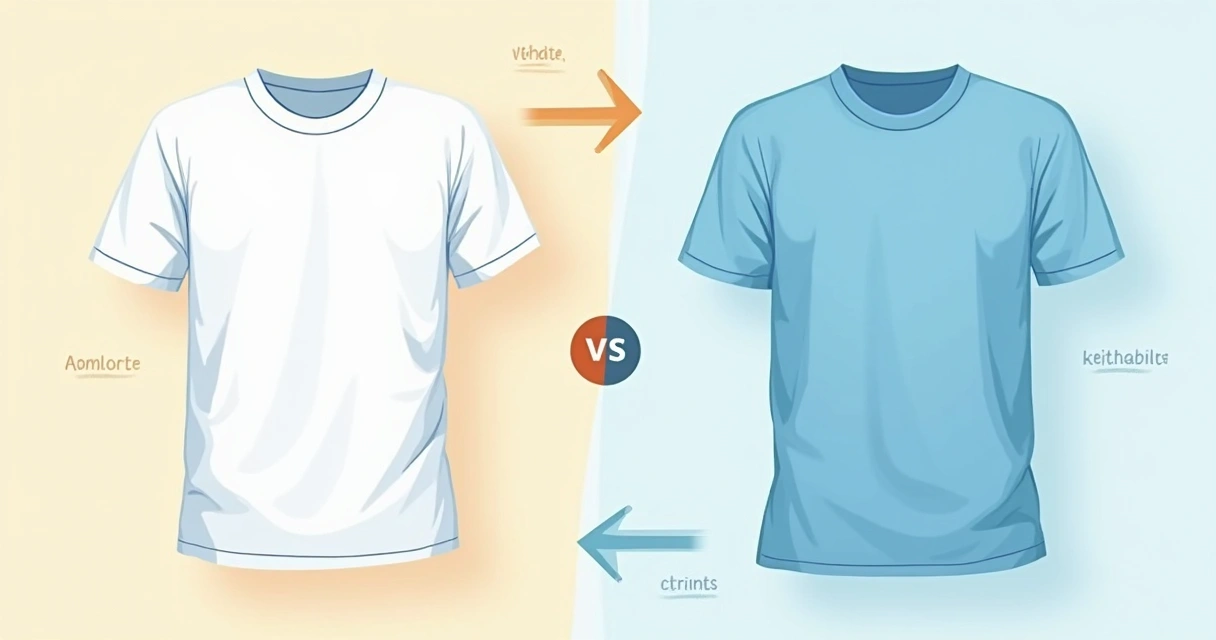 Camisetas lado a lado feitas em algodão e malha fria para comparação de textura e cor 