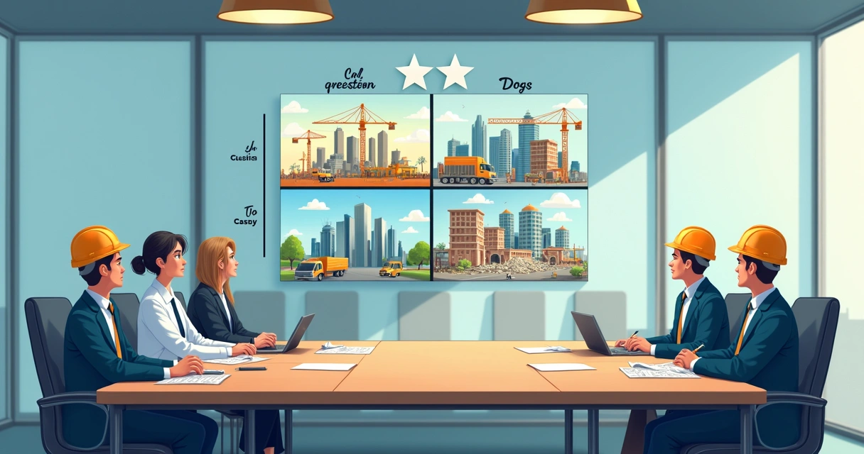 Quadro da matriz BCG aplicado a tipos de serviços em construção civil 