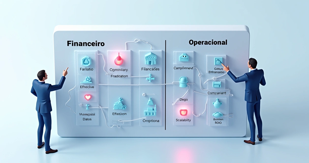 Matriz de decisão comparando automação financeira e operacional 