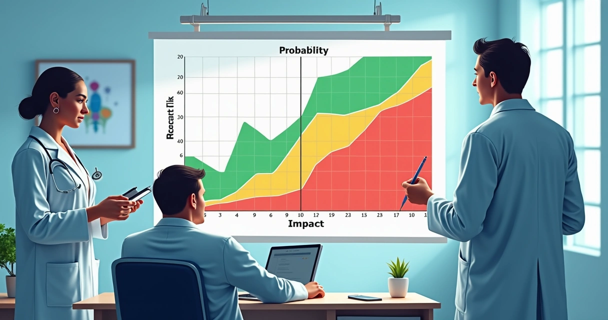 Matriz de riscos ilustrada para clínica de saúde 