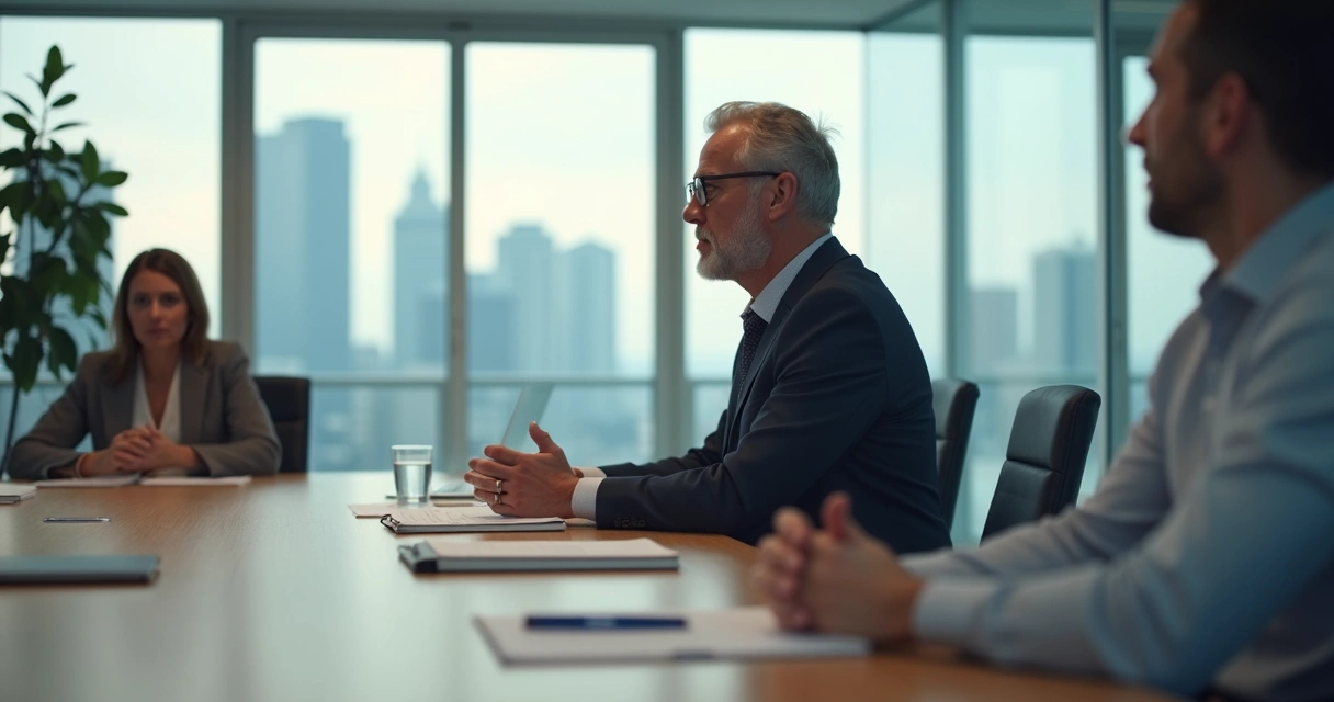 Profissional em escritório refletindo com equilíbrio emocional 