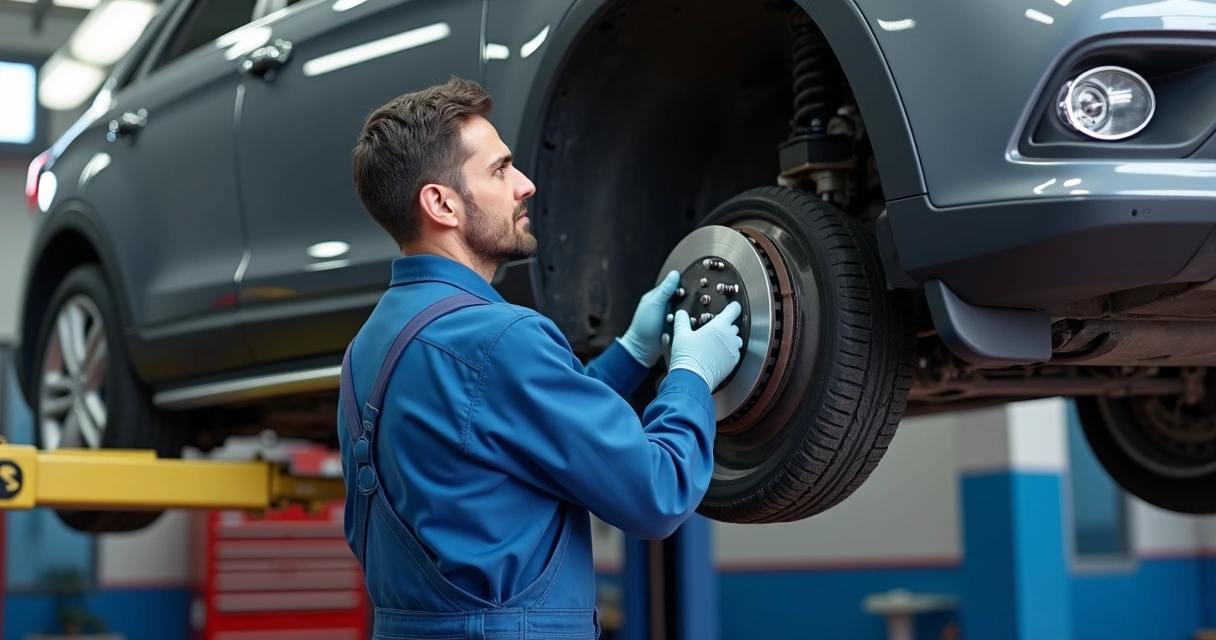 Mecânico fazendo troca de fluido de freio em oficina 