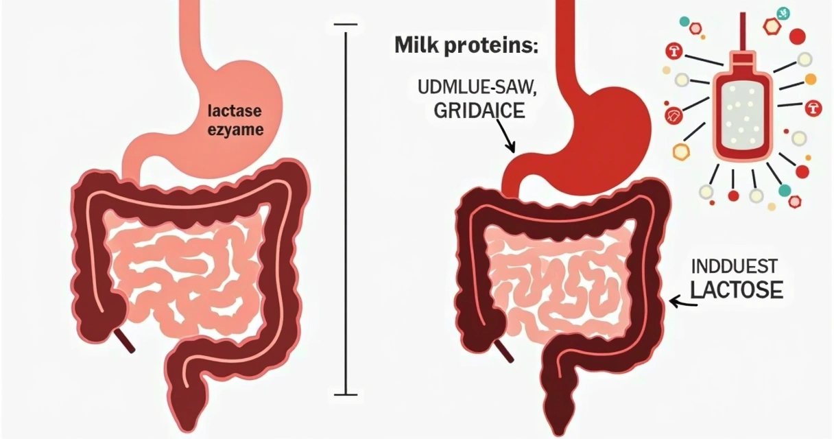 Desenho mostrando diferenças do processo digestivo entre intolerância e alergia alimentar 
