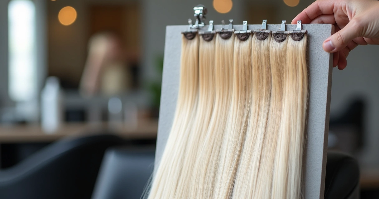 Teste de mecha de descoloração mostrando diferenças de clareamento em uma mecha de cabelo 
