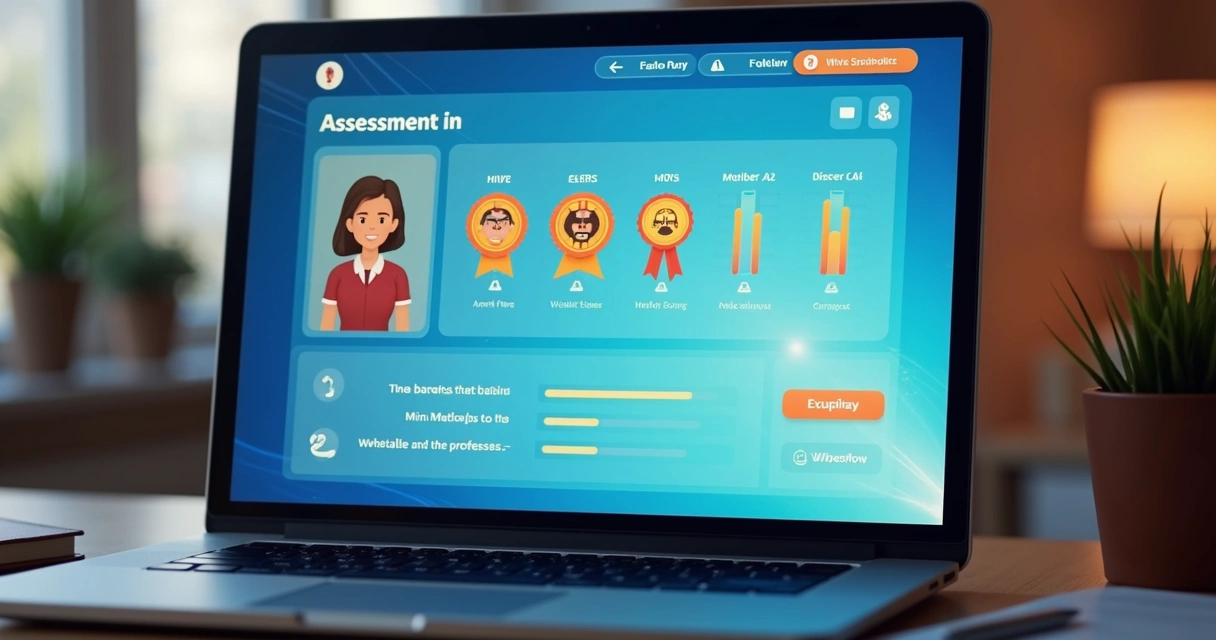 Interface digital com usuário recebendo medalha e ranking na tela