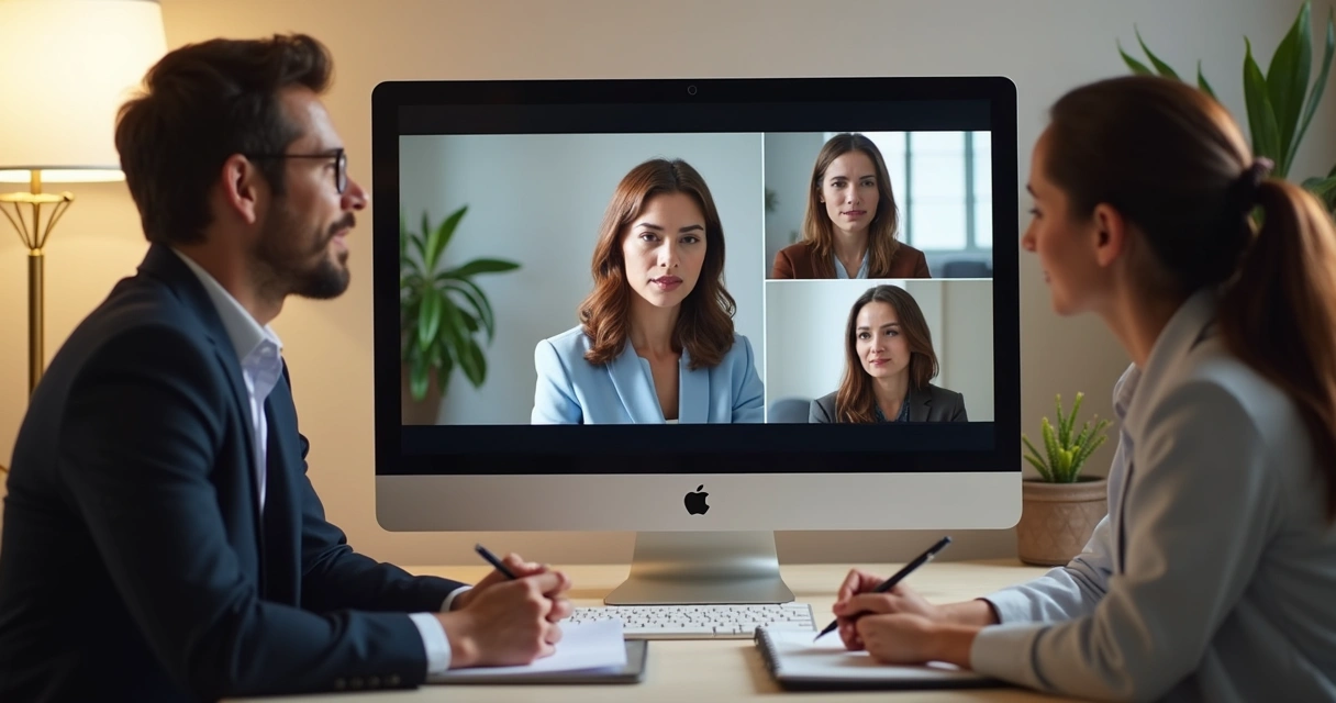 Líder mediando conversa difícil em videochamada