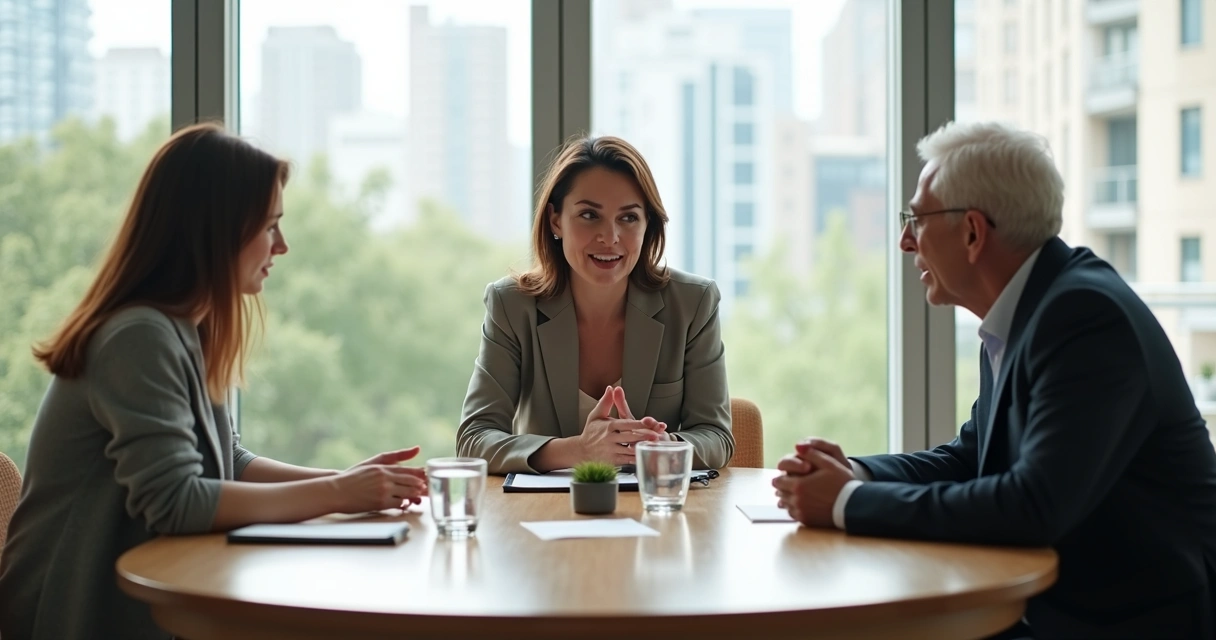 Mediador guiando diálogo entre personas de distintas generaciones 