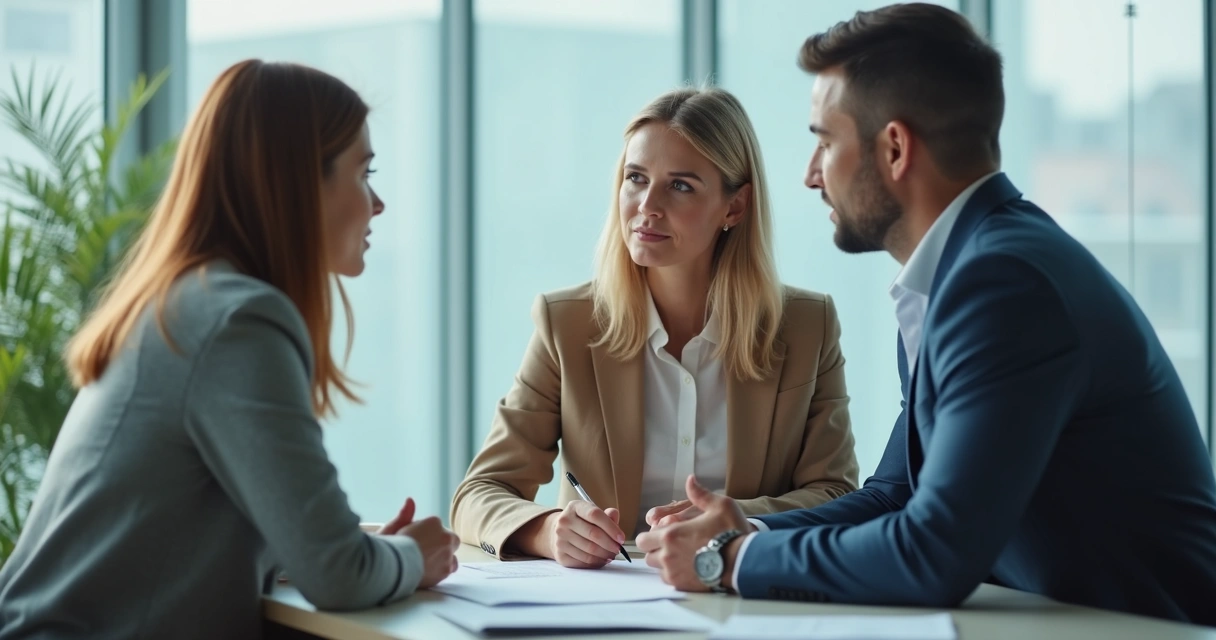 Dos profesionales dialogan con apoyo de una mediadora