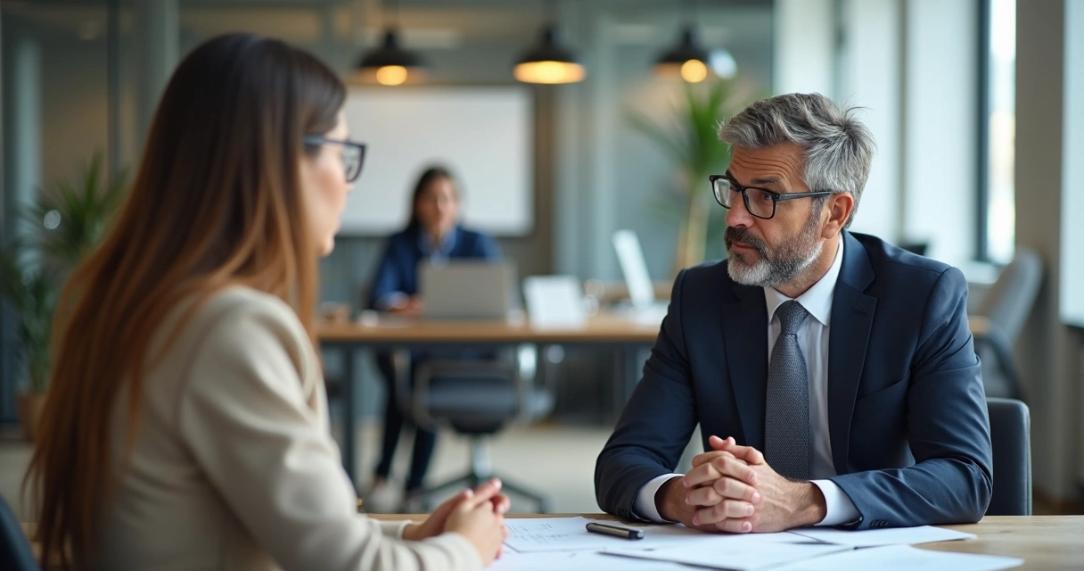 Facilitador mediando entre personas de distintas culturas en una oficina