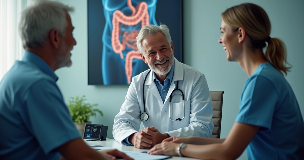 Médica conversando de forma empática com paciente na consulta 