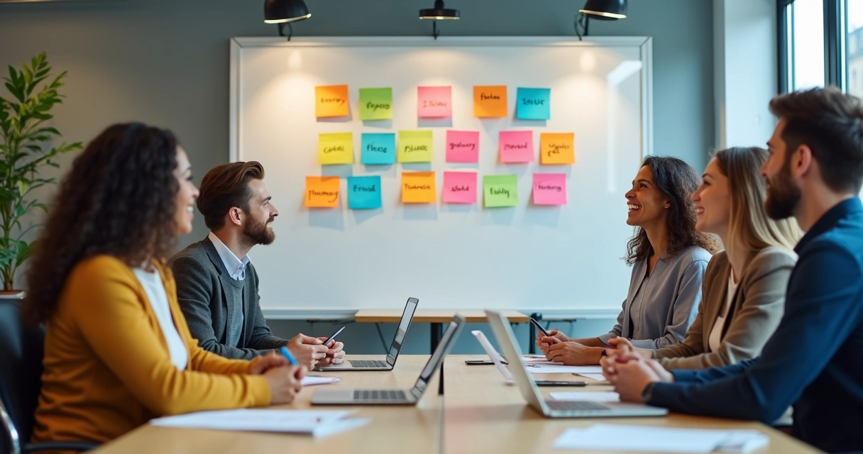 Equipe de escritório participando de dinâmica sobre emoções 