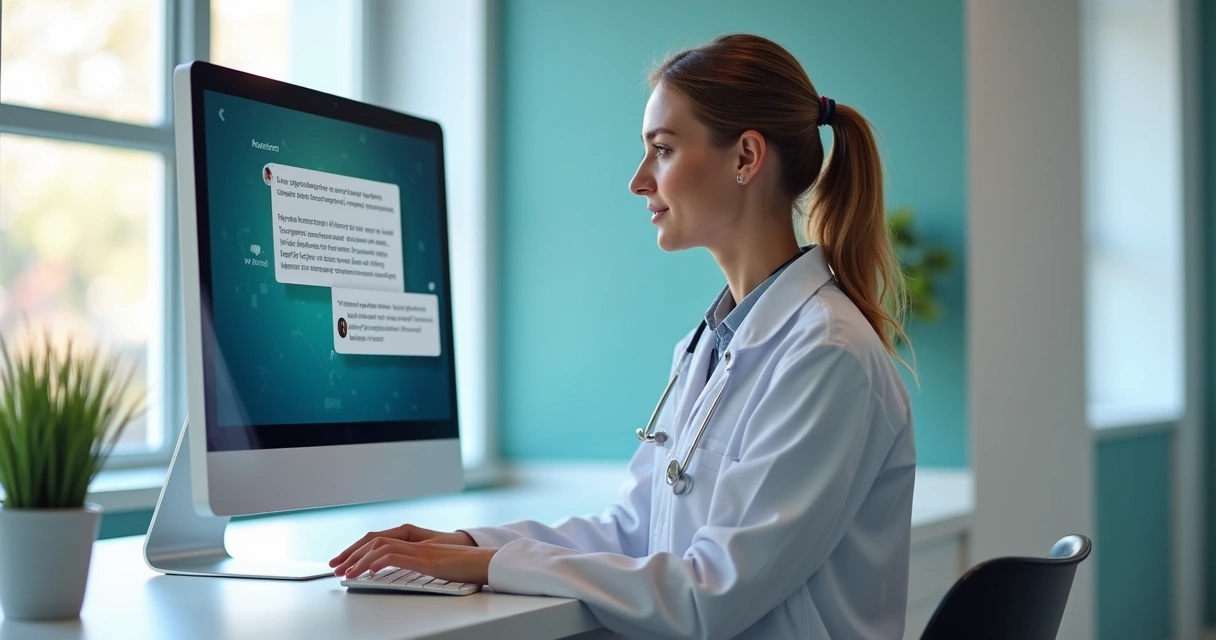 Profissional da saúde interage com assistente virtual