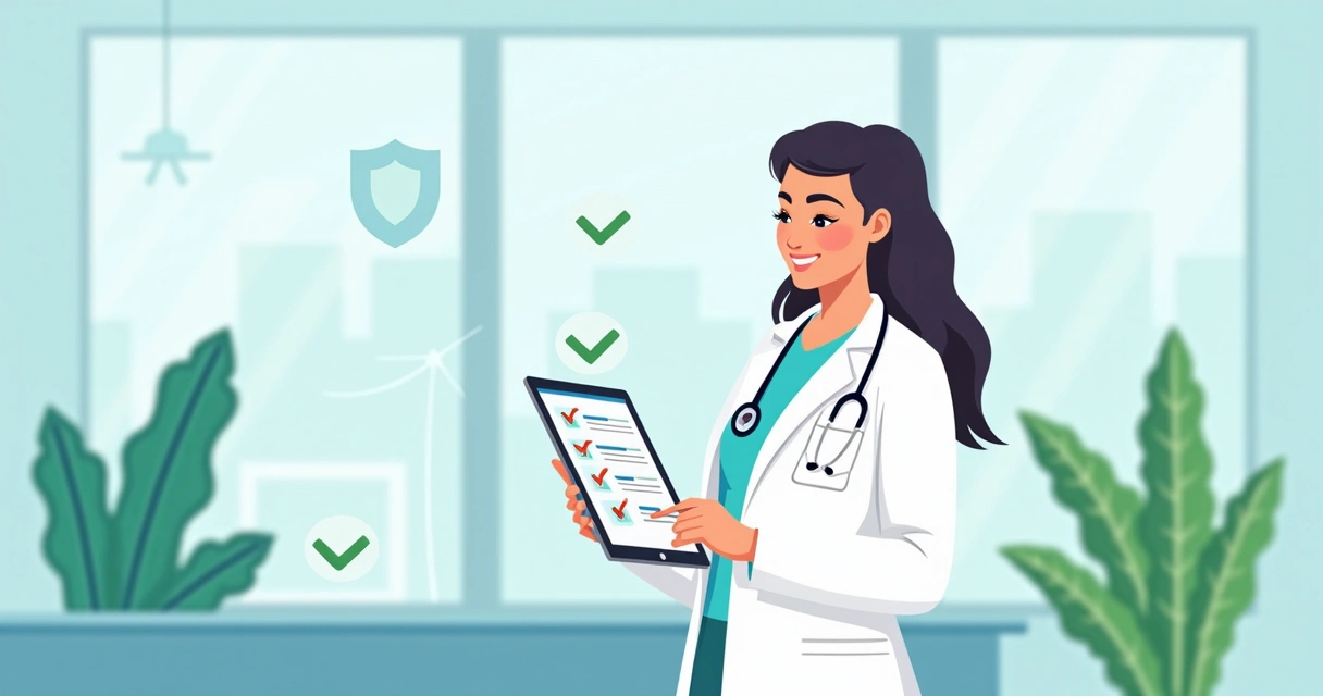 Médico usando tablet para automação de guias médicas com interface digital