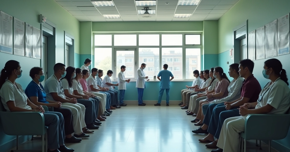 Fila de pacientes aguardando em clínica 