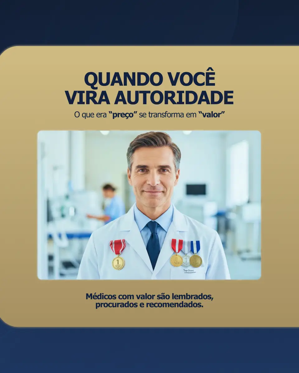 Médico com jaleco branco e medalhas, simbolizando autoridade e valor