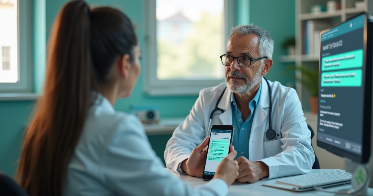 Médico interagindo com paciente por WhatsApp