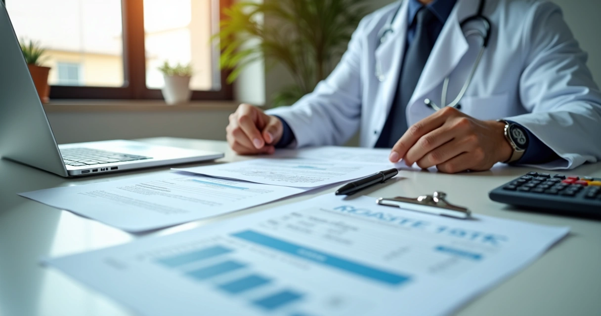 Médico analisando documentos para abertura de empresa 