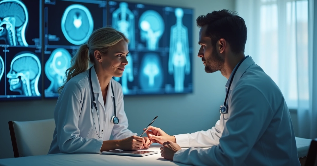 Médico examinando paciente com foco em sintomas neurológicos 