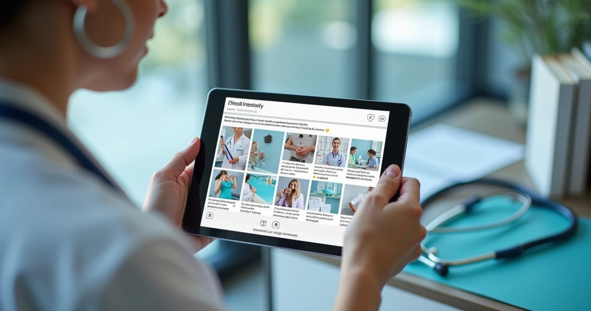 Feed do Instagram de médico com posts educativos e layout organizado 