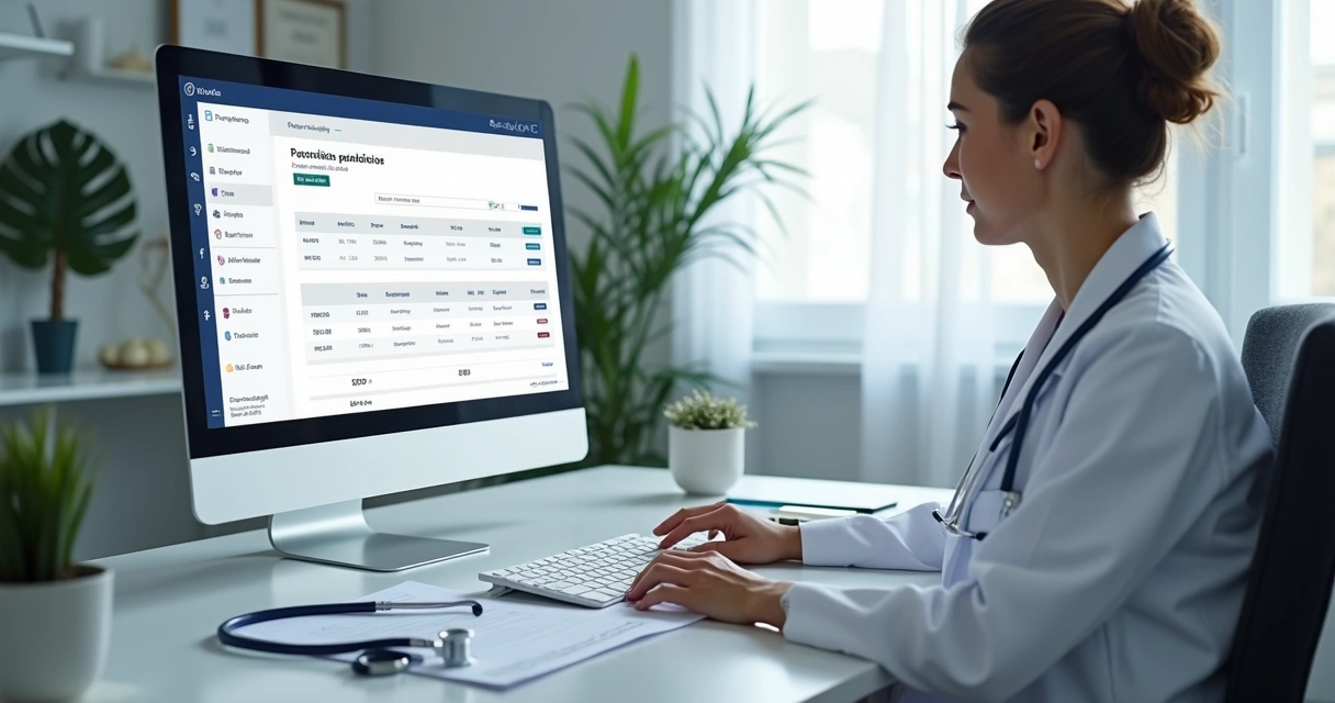 Médico emitindo nota fiscal em sistema digital 