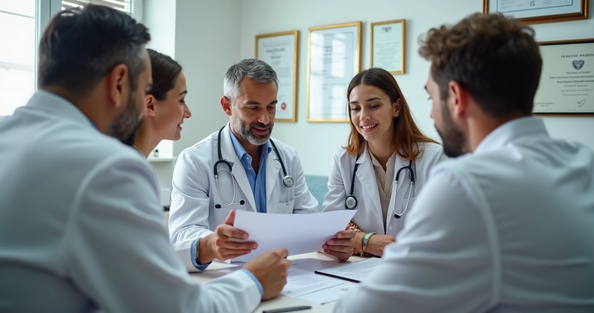 Médico explicando ao paciente sobre remédio importado 