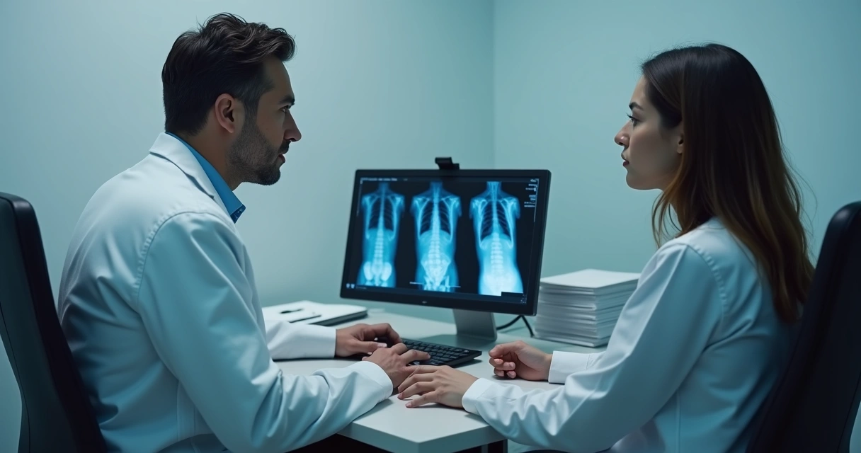 Perito do INSS examinando paciente em consultório 