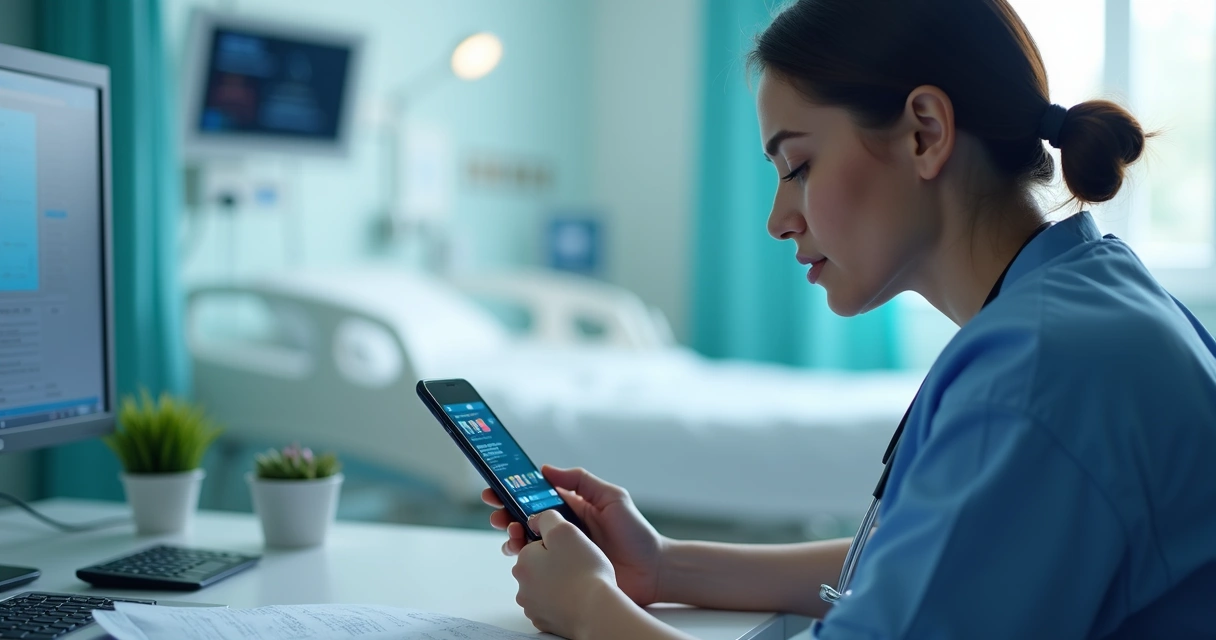 Médico usando aplicativo Allmed para organizar plantão 