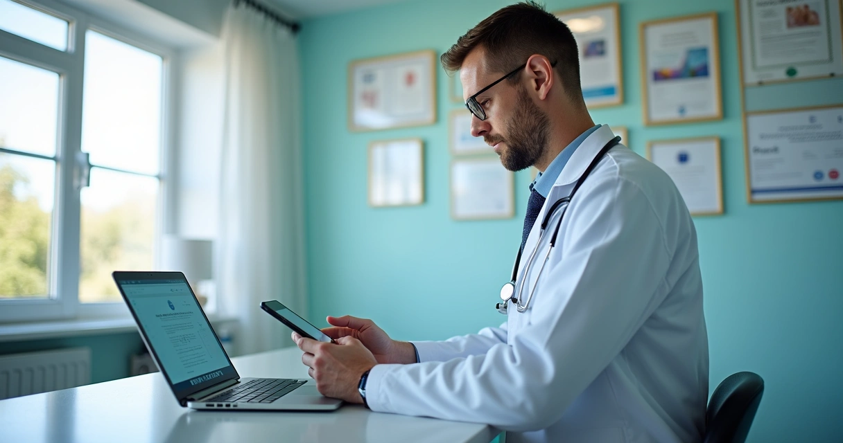 Médico usando redes sociais em ambiente ético 