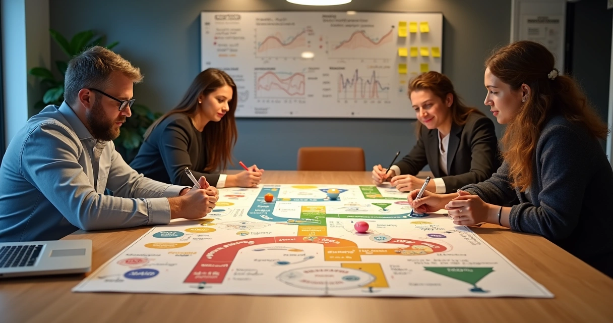 Profissional analisando tabuleiro de teste A/B com dados de conversão 