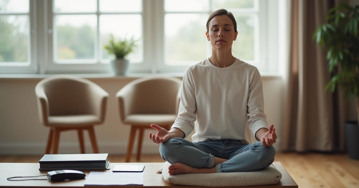Pessoa meditando antes de uma conversa difícil