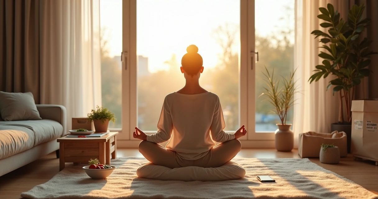 Pessoa meditando em casa refletindo sobre decisões éticas do dia a dia 