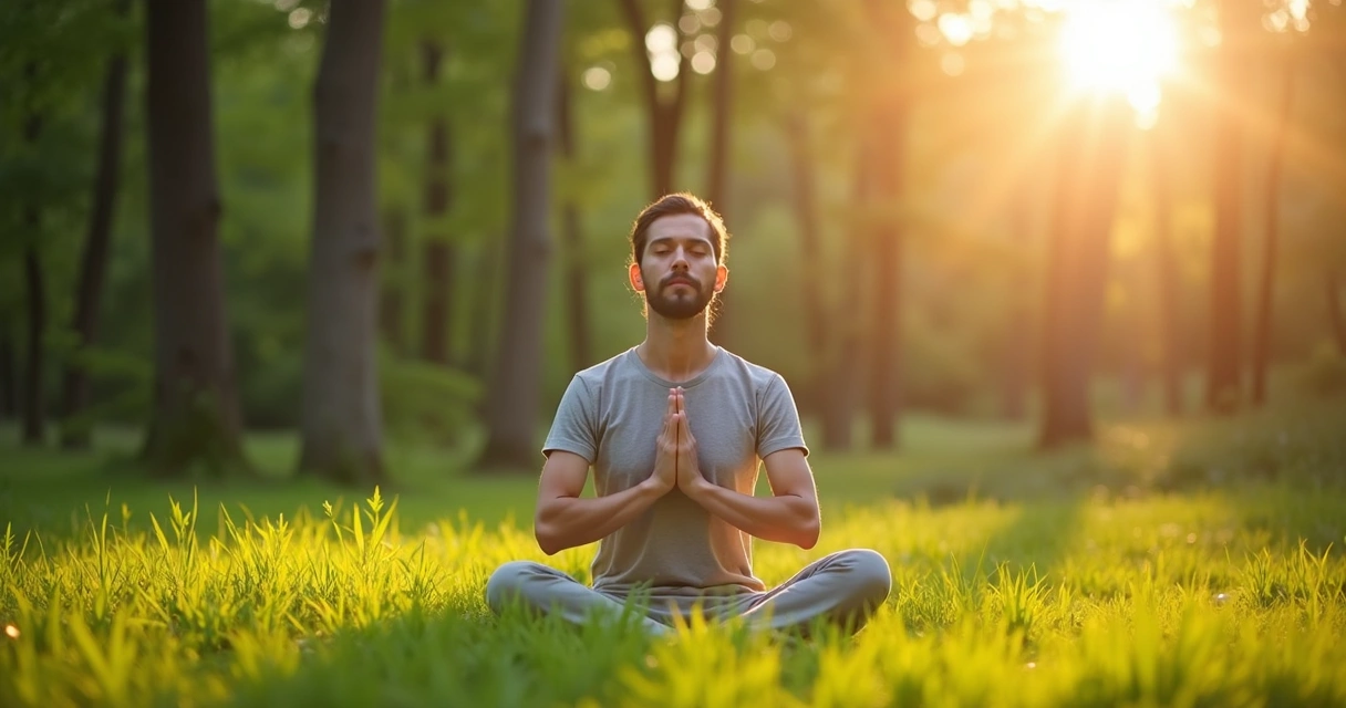 Pessoa praticando meditação marquesiana em meio à natureza serena
