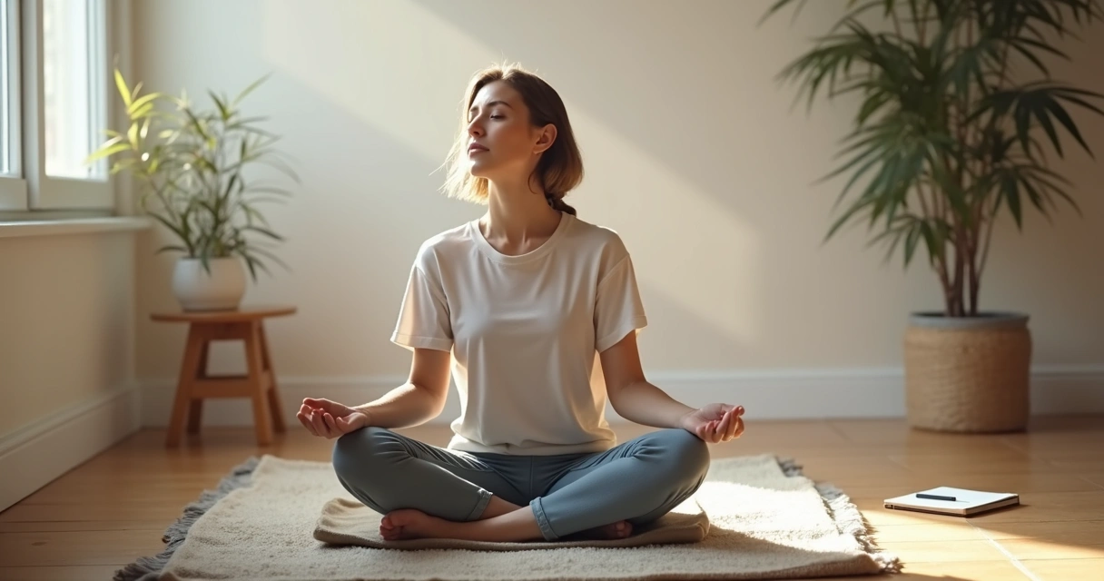 Pessoa sentada em postura de meditação refletindo após um conflito 