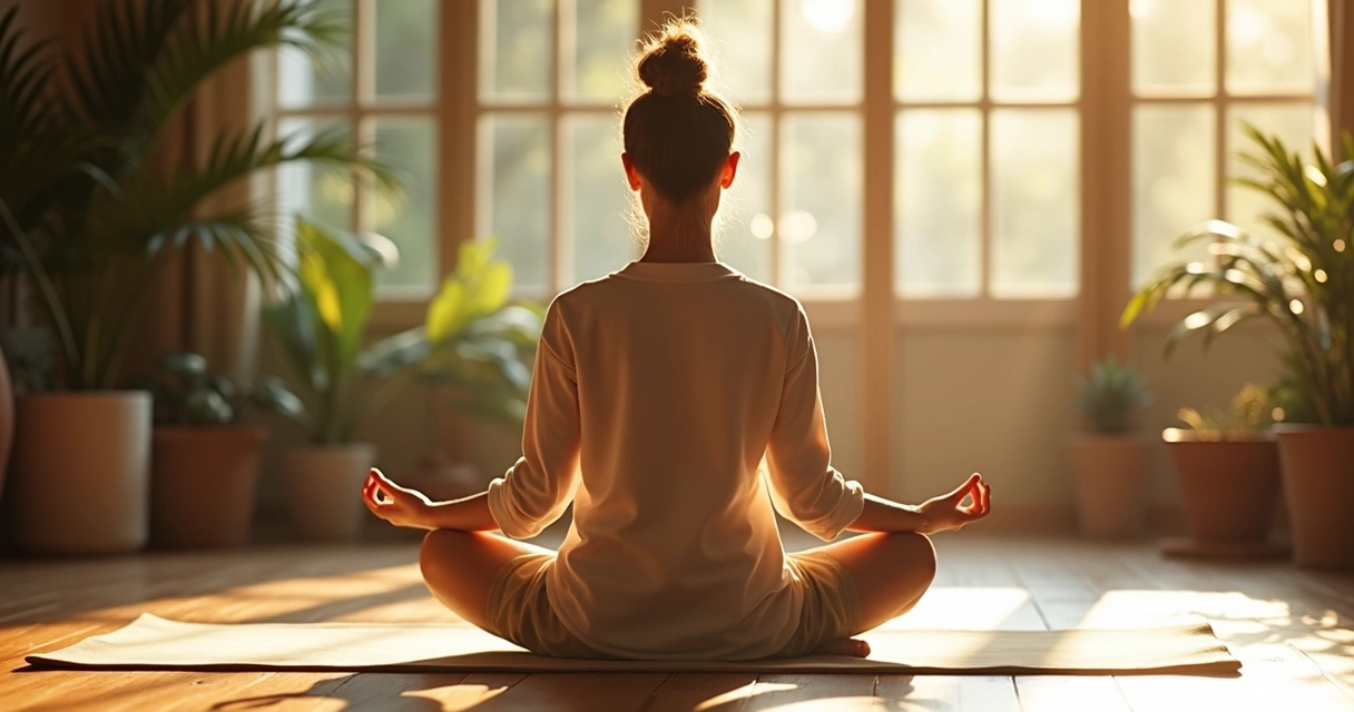 Pessoa praticando meditação em ambiente calmo