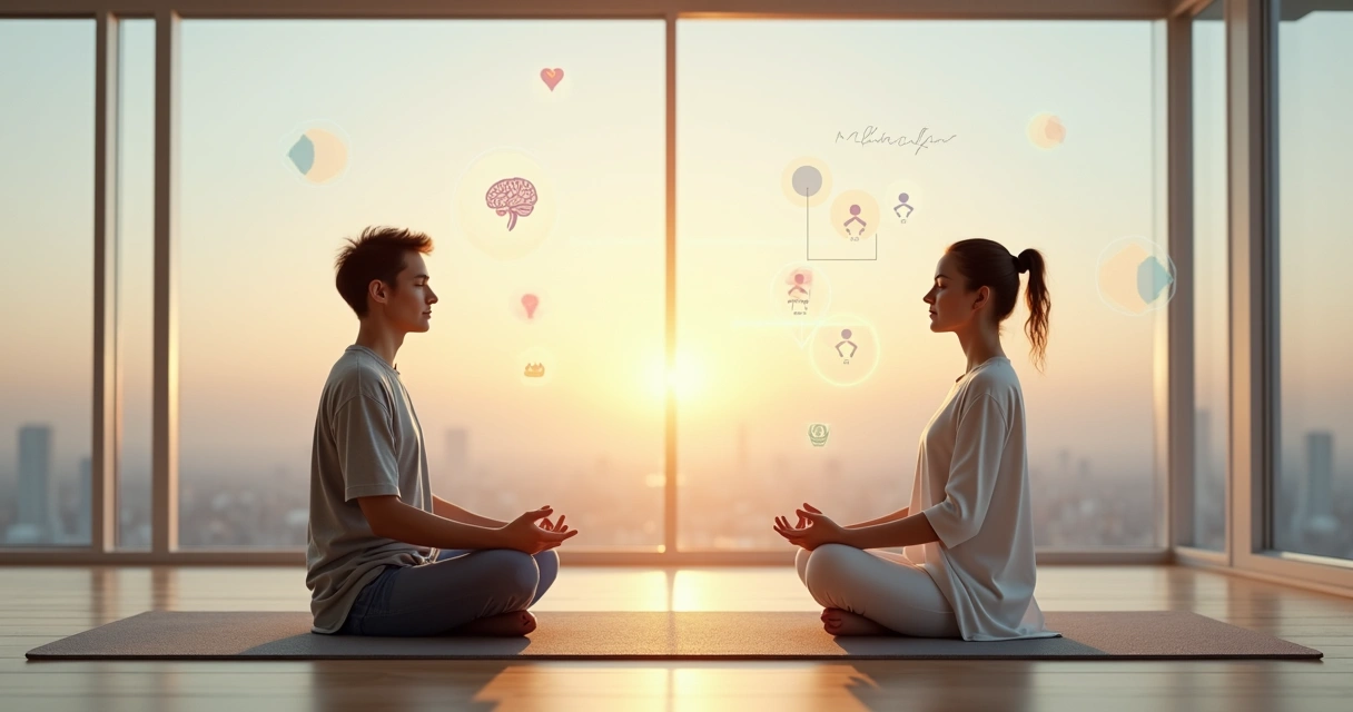 Comparación visual entre meditación marquesiana y mindfulness en un mismo escenario 