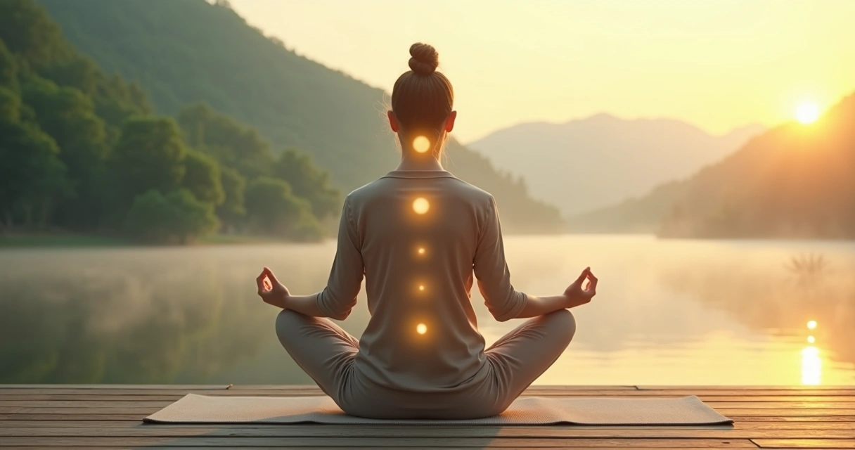 Persona sentada meditando con conexión entre mente emoción y cuerpo 