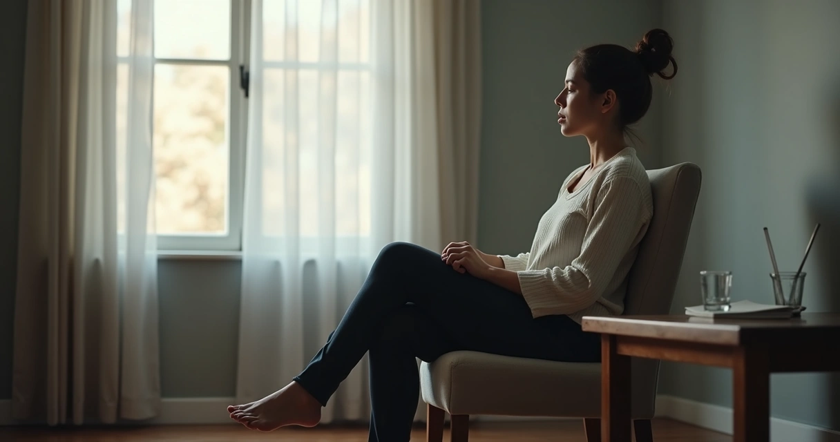 Seated person meditating near a window after an argument