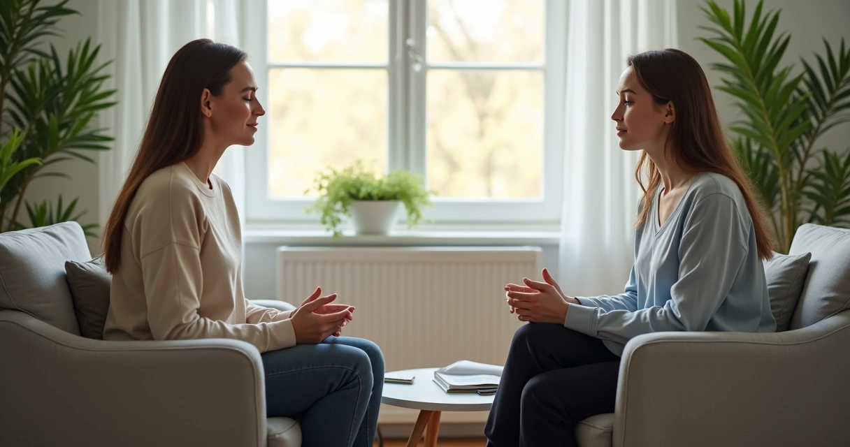 Coaching session with meditation practice and calm atmosphere