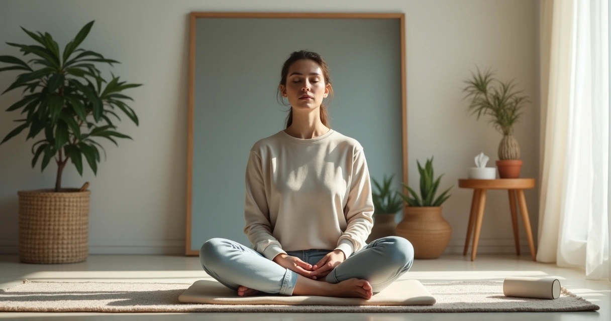 Person meditating while avoiding emotional expression 