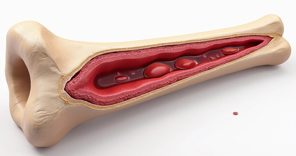 Desenho explicativo mostrando medula óssea humana 