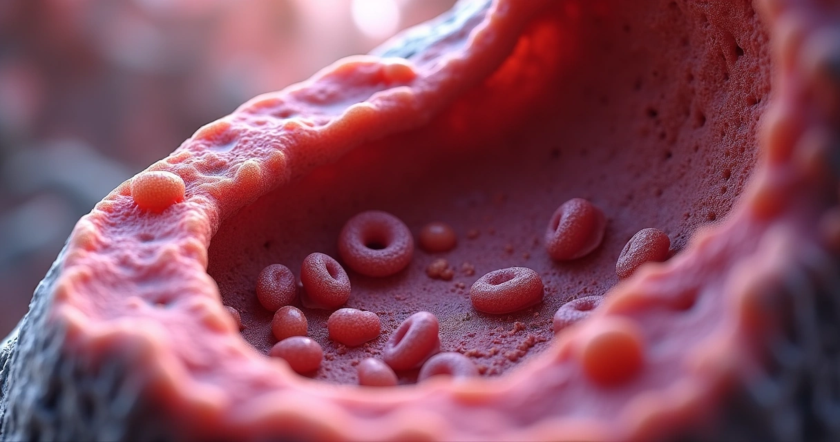 Representação da medula óssea de idoso no microscópio 