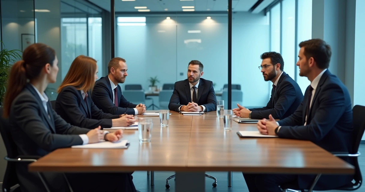 Negotiation table with subtle body language shifts