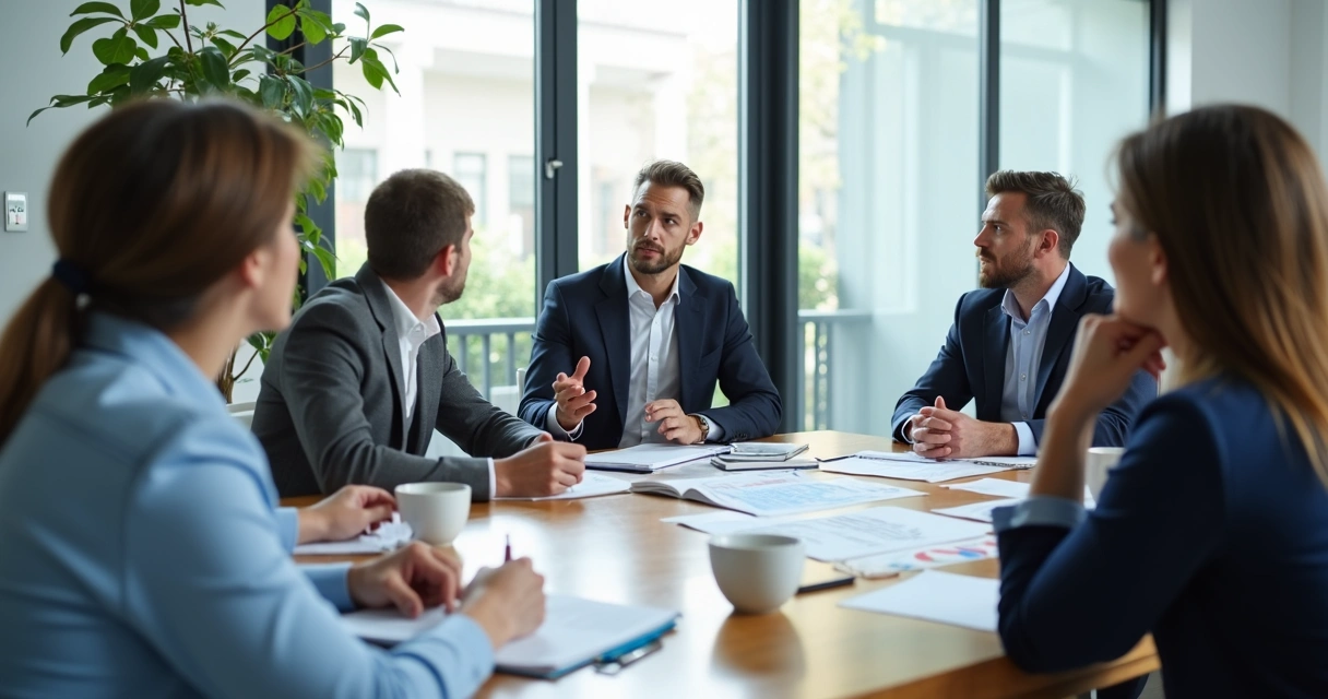 Team meeting with one speaker dominating while others stay quiet 