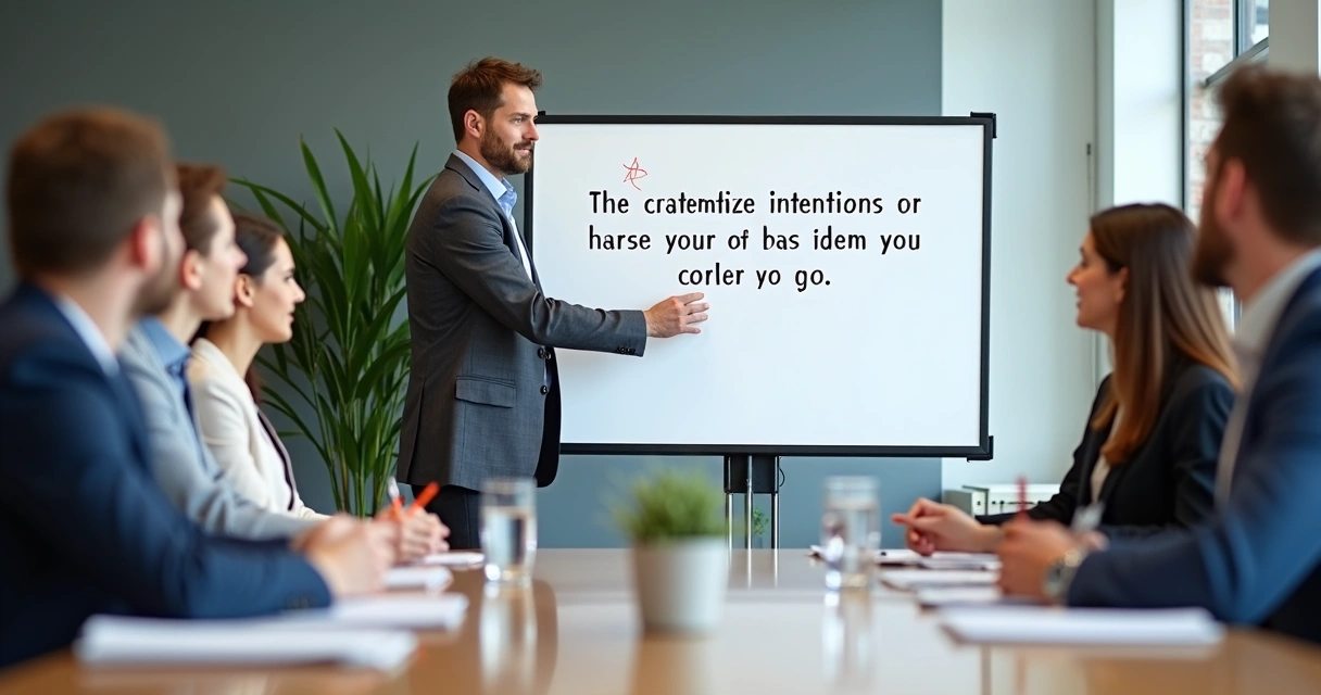 Leader writing meeting intention on conference board