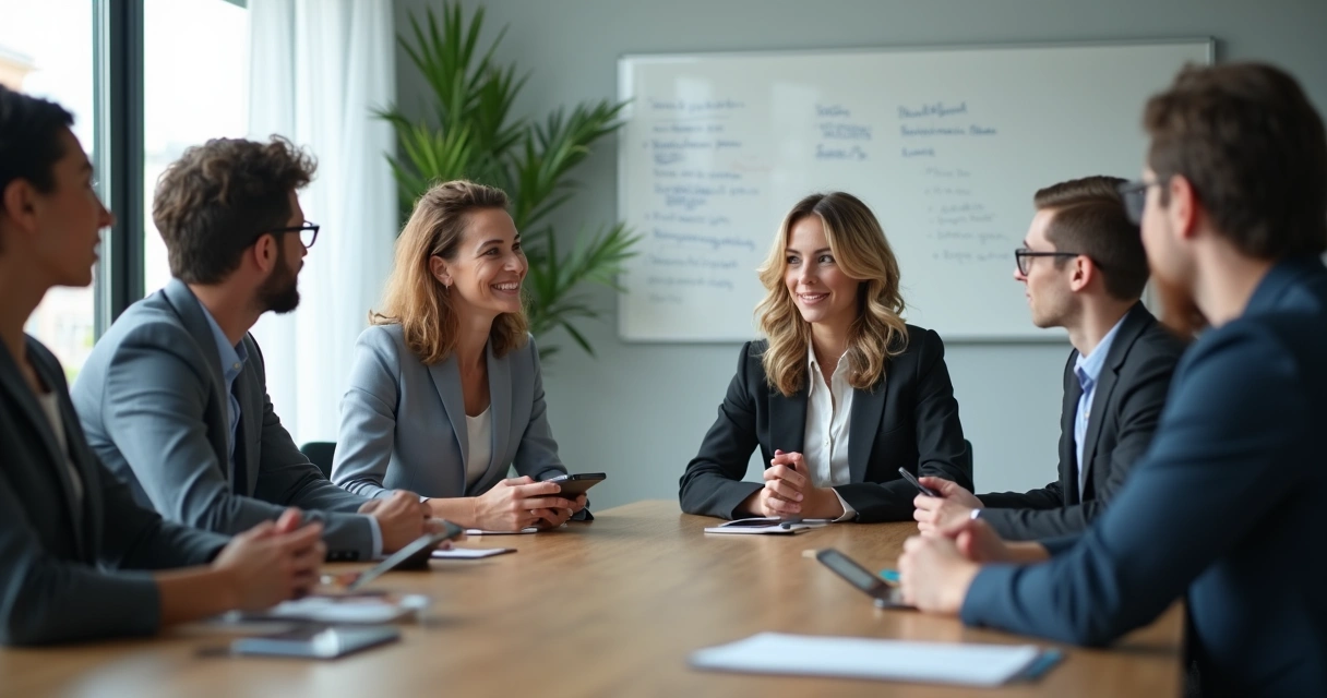 Colleagues listening closely to a team member during a meeting 