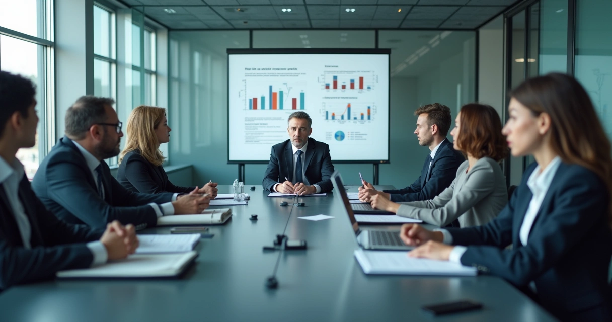 Team in a meeting room with uneven attention and one person holding back a comment